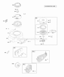 Blower HousingShrouds Exhaust System Flywheel Rewind Starter Diagram and Parts List for 09J902-0415-E1  Briggs and Stratton Engine